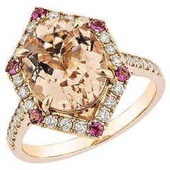 Sunita Nahata Morganite et tourmaline 3,29 carats Bague en 18KRG avec diamant.