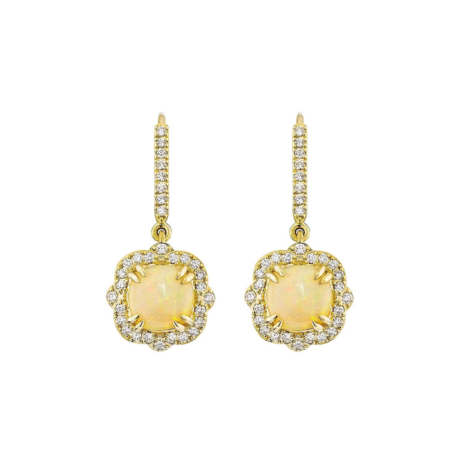 Contemporain Sunita Nahata, boucles d'oreilles en opale éthiopienne de 3,32 carats avec diamants, 18 carats en vente