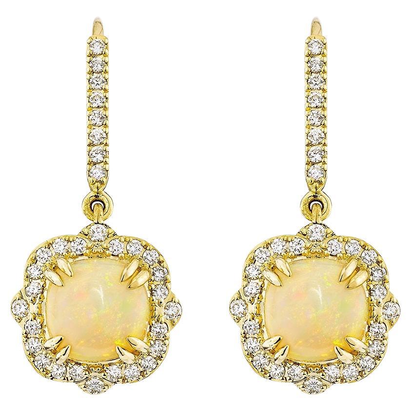 Sunita Nahata 3.32 carat Ethiopian Opal Earring in 18KYG with Diamond.