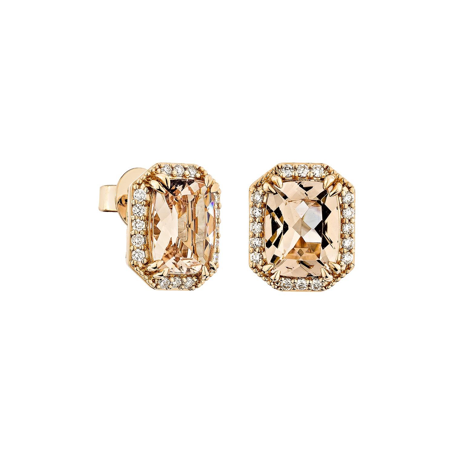 Cette collection comprend une gamme de Morganite, qui est un symbole d'amour et de relations, ce qui en fait un excellent choix pour une variété d'applications. Agrémenté de diamants blancs, cet Eleg est réalisé en or rose et présente un aspect à la