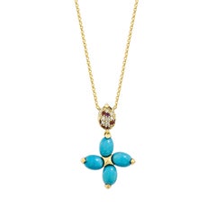 Sunita Nahata Turchese 3.35ct. Ciondolo in 18KYG con pietre e diamanti.