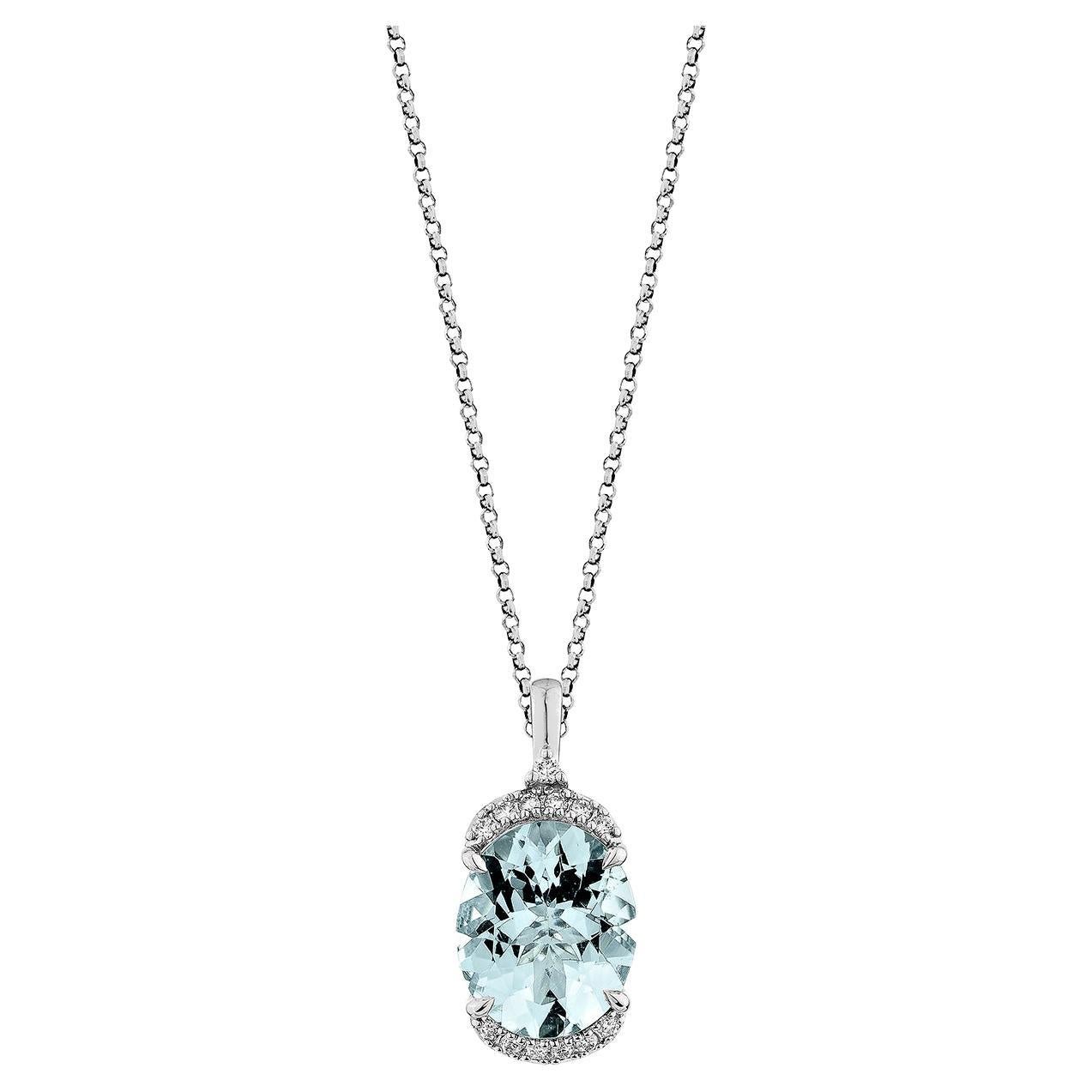 Sunita Nahata Aquamarine 3.41ct. Pendant in 18KWG with Diamond.