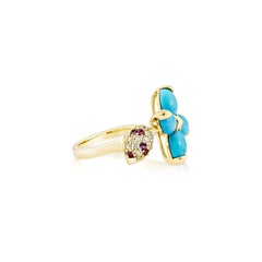 Sunita Nahata Turquoise 3.41ct. Fancy Ring in 18KYG with Mix Gemstone & Diamond