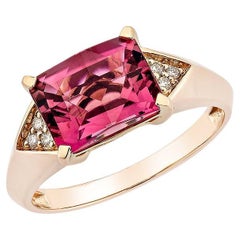 Sunita Nahata Tormalina Rosa 3,46ct. Anello fantasia in 14KRG con diamante.