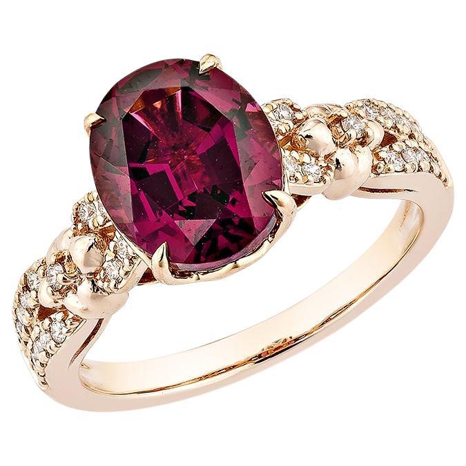 Sunita Nahata Rhodolite 3.48ct. Fancy Ring in 14KRG with White Diamond.