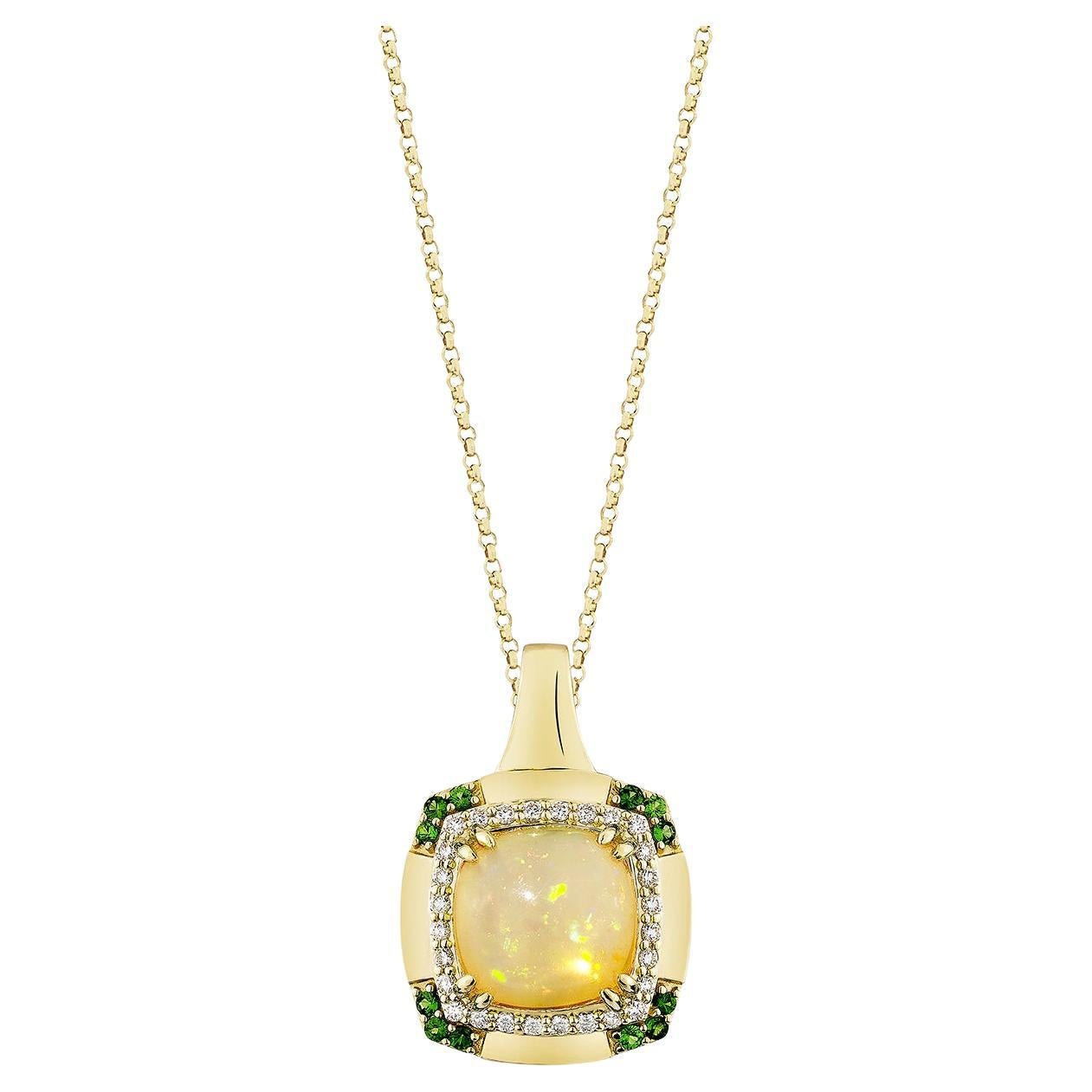 Sunita Nahata Opale e Tsavorite 3.49ct. Ciondolo in 14KYG con diamante bianco.
