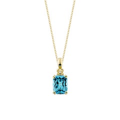 Sunita Nahata Swiss Blue Topaz 3.50ct. Pendant in 14KYG with White Diamond.