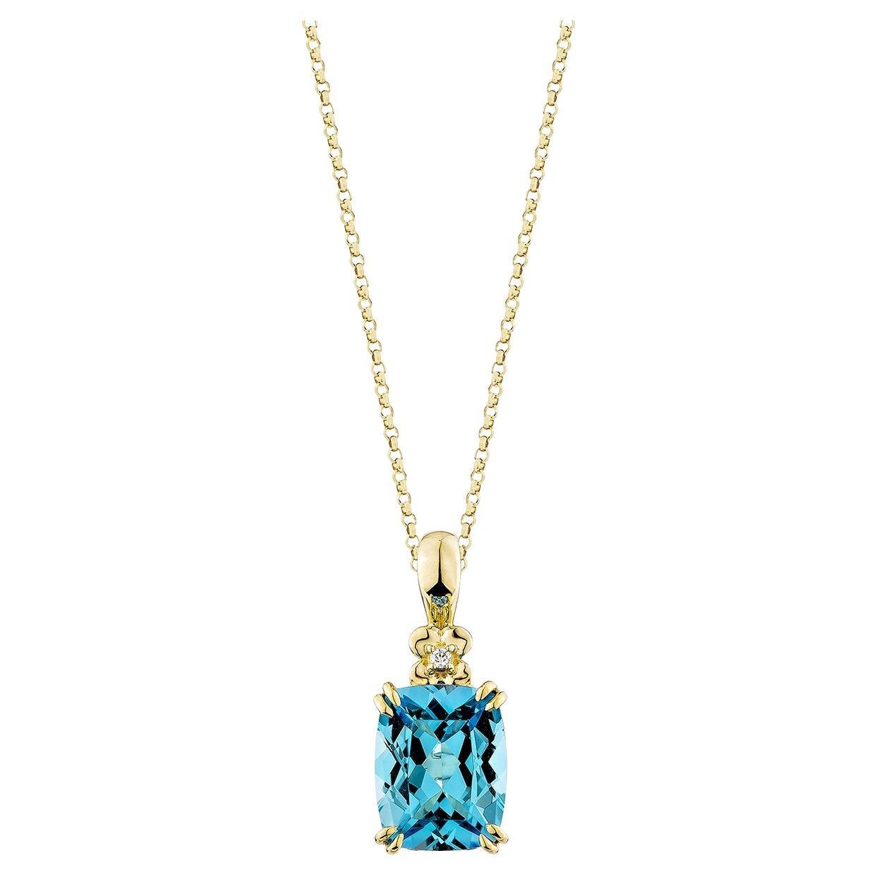 Sunita Nahata Swiss Blue Topaz 3.50ct. Pendant in 14KYG with White Diamond.