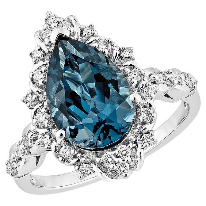 Sunita Nahata London Blue Topaz 3.57ct. Fancy Ring in 14KWG with Diamond.
