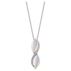 Sunita Nahata Blue Chalcedony 3.60ct. Pendant in 14KWG with Diamond.
