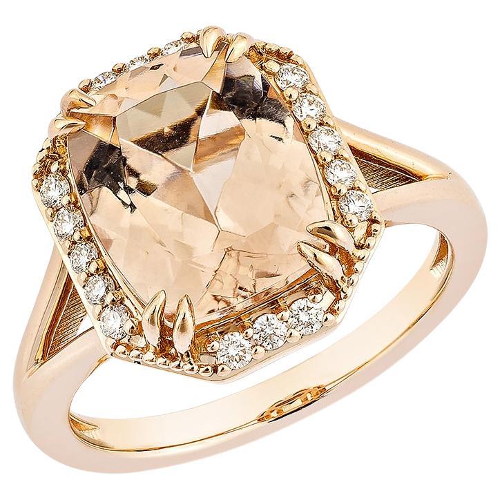 Sunita Nahata Morganite 3.60ct. Fancy Ring in 18KRG with Diamond.