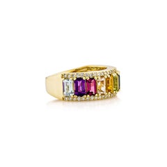 Sunita Nahata Rainbow Gemstone 3.67ct. Ring in 18KYG with White Diamond.