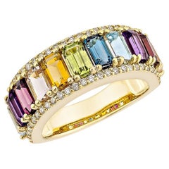 Sunita Nahata Gema Arco Iris 3,67ct. Anillo en 18KYG con Diamante Blanco.