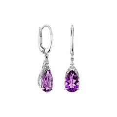 Sunita Nahata Amethyst 3.73ct. Drop Earring in 14KWG with White Diamond.