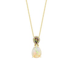 Sunita Nahata Opal & Mix Gemstone 3.76ct. Pendant in 18KYG with Diamond.