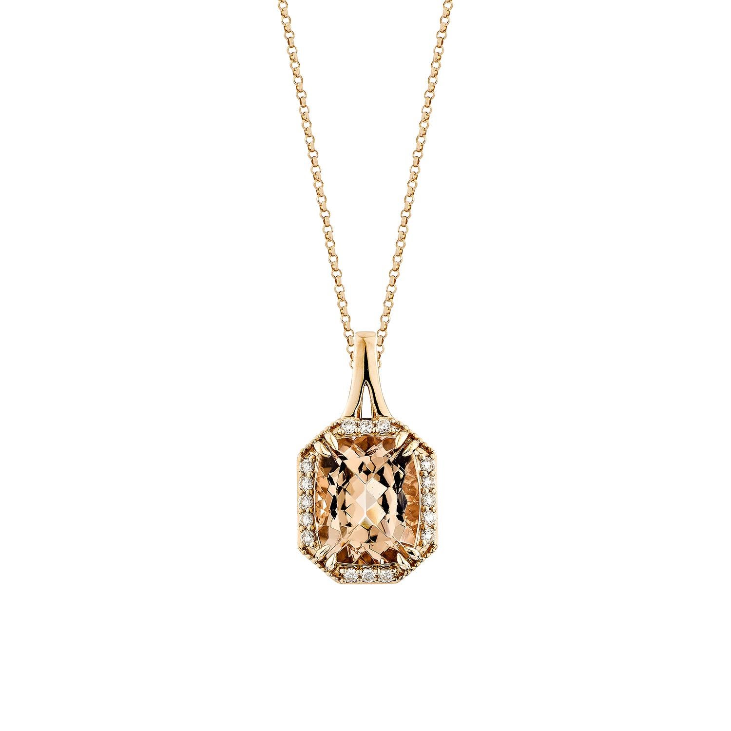 Sunita Nahata Morganit 3.87ct. Anhänger aus 18 KaratRG mit weißem Diamanten. (Zeitgenössisch) im Angebot