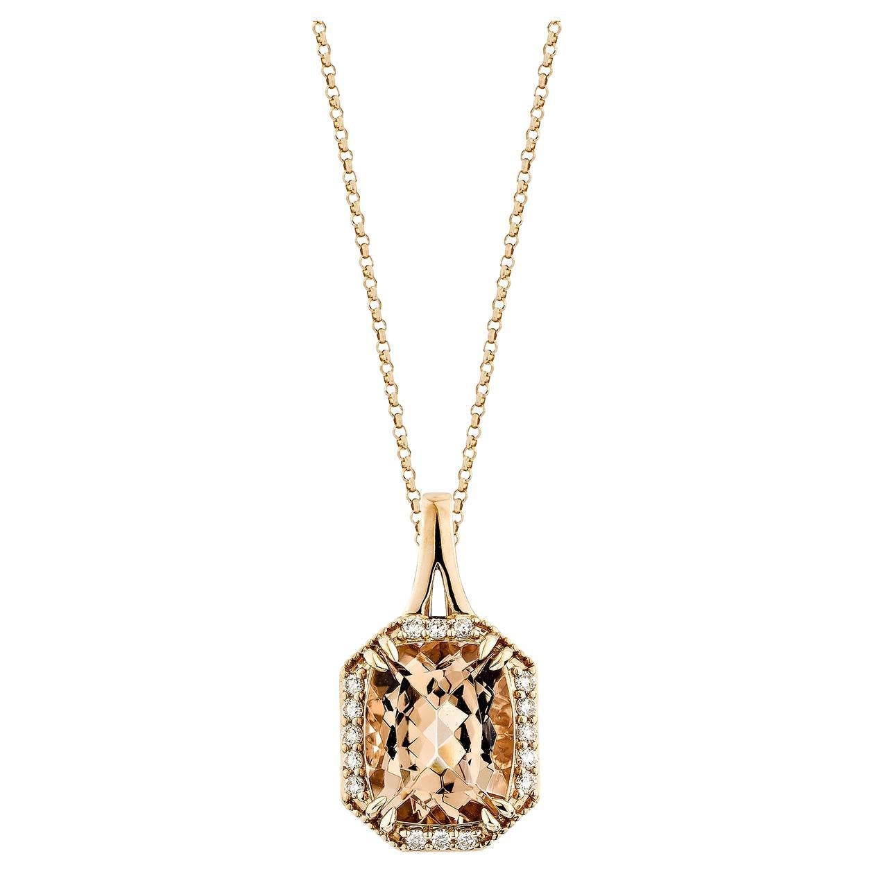 Sunita Nahata Morganite 3.87ct. Ciondolo in 18KRG con diamante bianco.