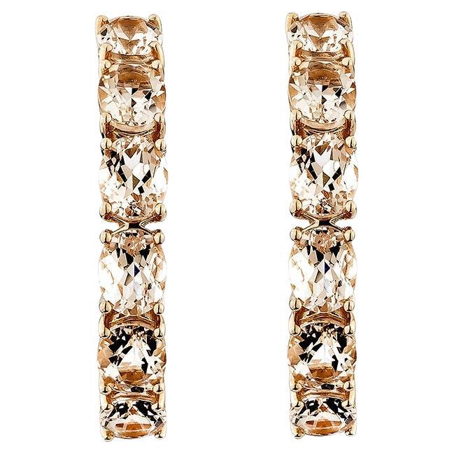 Sunita Nahata Morganite 3.90ct. Hoops Earrings in 14Karat Rose Gold. For Sale