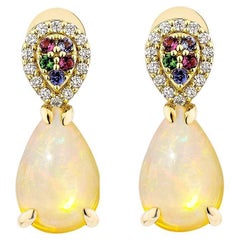 Sunita Nahata 3.93 Ct. Opal Drop Earrings in 18KYG with Mix Gemstones 
Diamond.