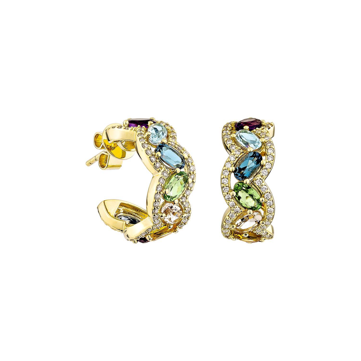 Ti presentiamo gli orecchini arcobaleno della Collection'S di Sunita Nahata. Questi splendidi orecchini sono composti da gemme vivaci che riflettono le sfumature dell'arcobaleno e simboleggiano speranza, gioia e varietà. Questi orecchini offrono