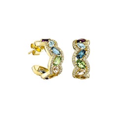 Sunita Nahata 4.01 carat Rainbow Gemstones Earrings in 18KYG with Diamond.