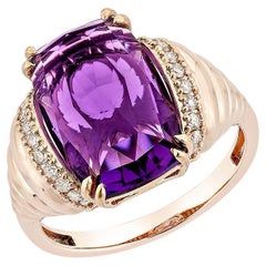 Sunita Nahata Amatista 4,11ct. Anillo de fantasía en oro rosa de 14 quilates con diamante.