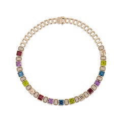 Sunita Nahata Multi Gemstone 41.57ct. Necklace in 18KRG with Diamond.