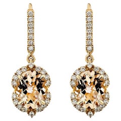 Sunita Nahata 4.18 carat Morganite Drop Earrings in 18KRG with Diamond.
