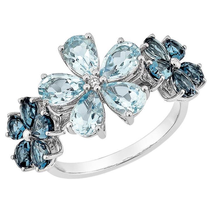 Sunita Nahata Swiss & London Blue Topaz 4.18ct. Ring in 14KWG with Diamond. For Sale