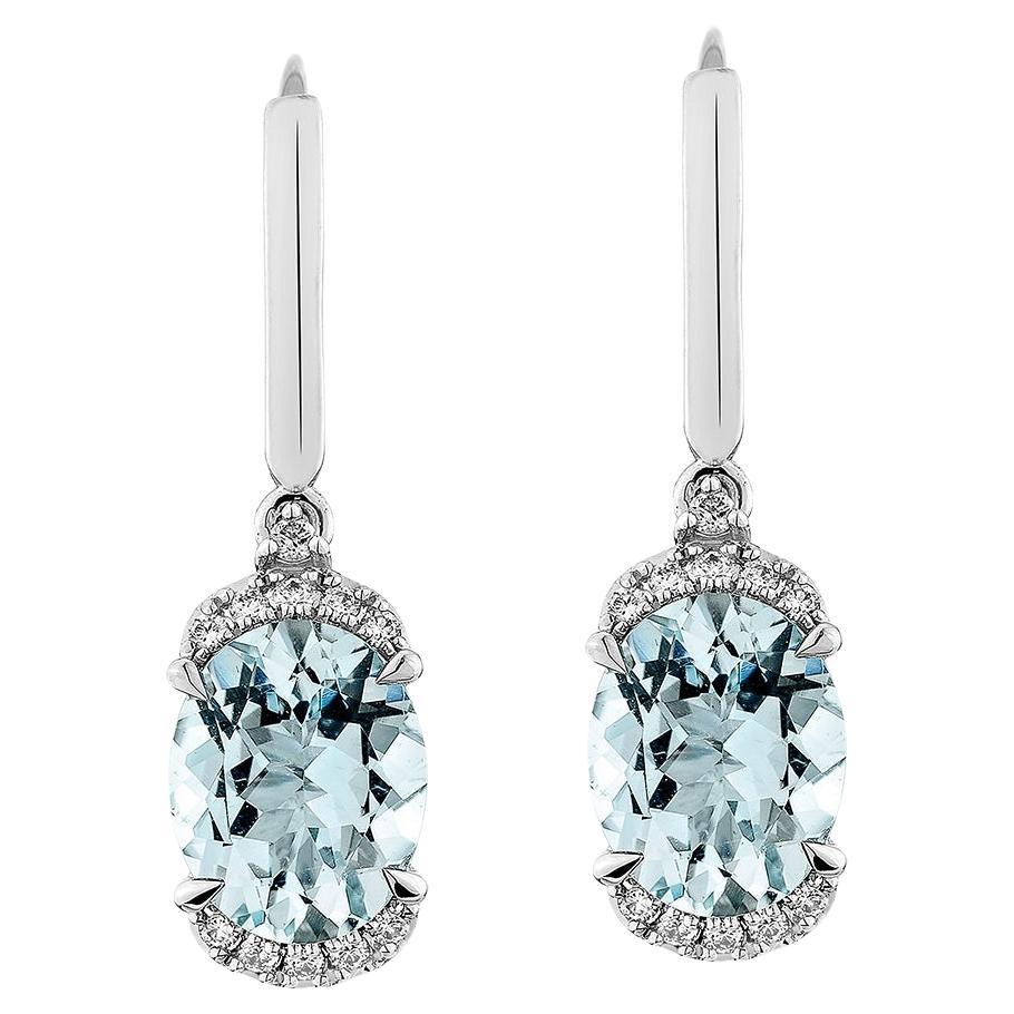 Sunita Nahata Aquamarine 4.19ct. Drop Earrings in 18KWG with Diamond.