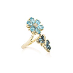 Sunita Nahata Swiss & London Blue Topaz 4.26ct. Ring in 14KYG with Diamond.
