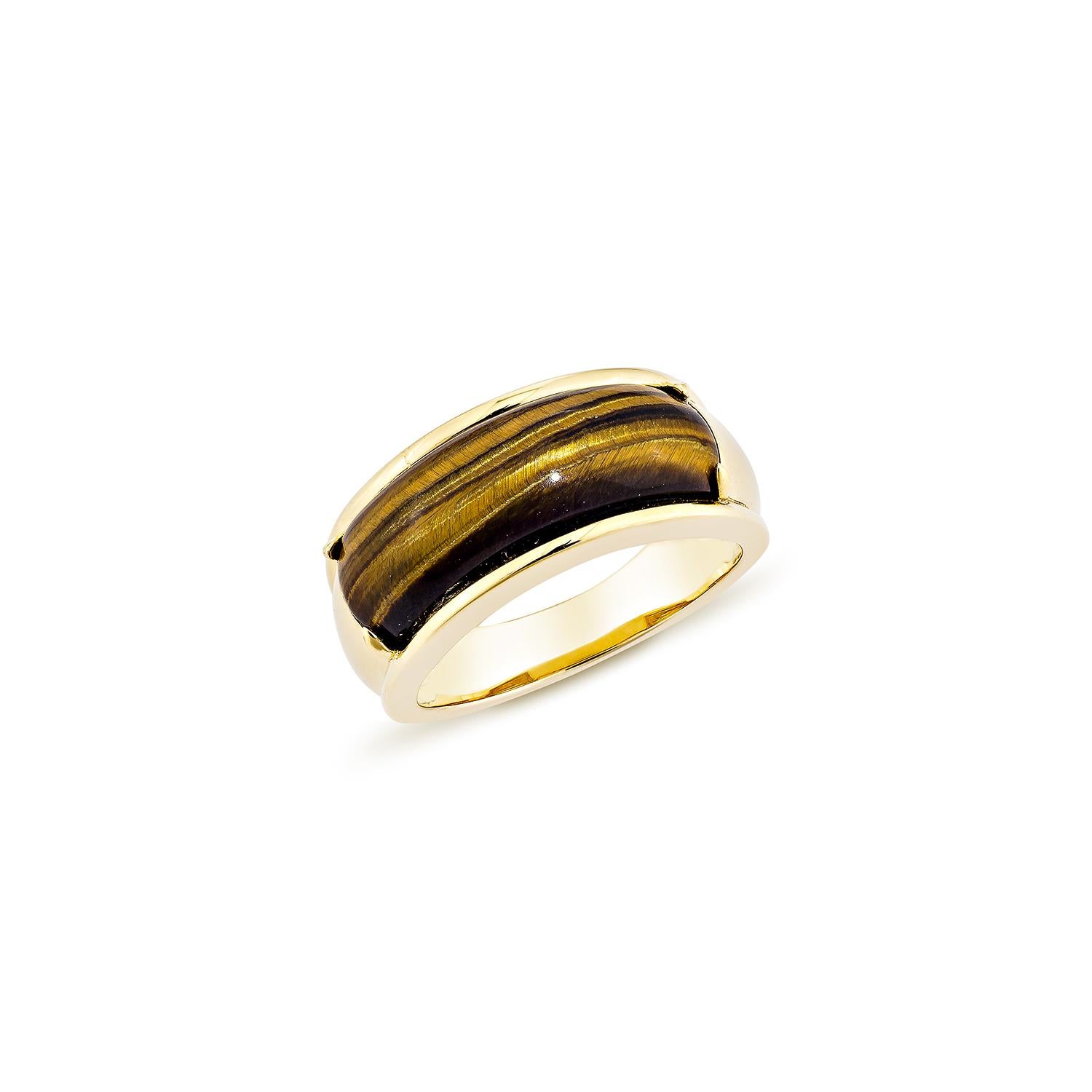 Contemporary Sunita Nahata Tiger Eye 4.27ct. Fancy Ring in 18Karat Yellow Gold. For Sale
