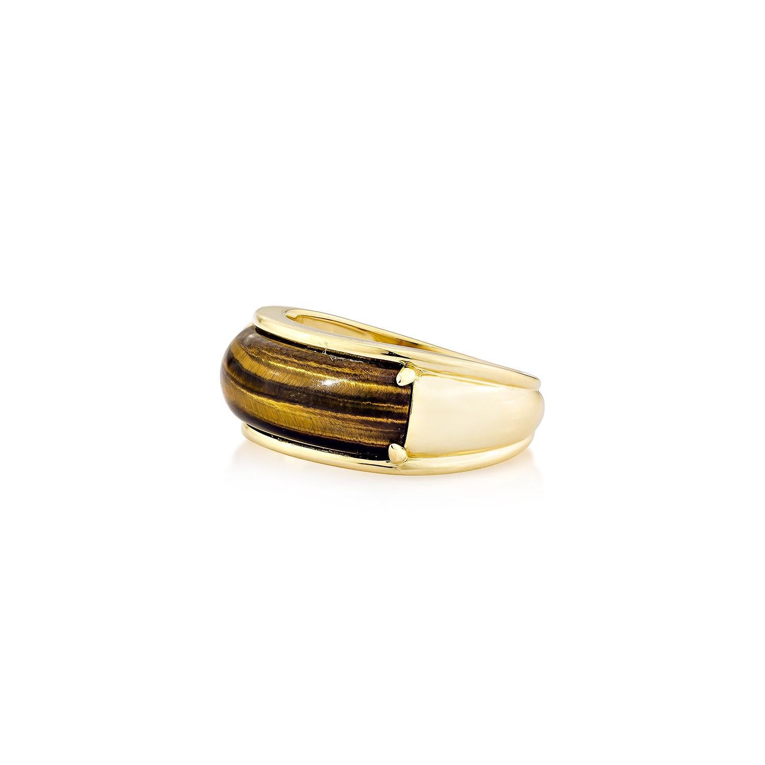 Mixed Cut Sunita Nahata Tiger Eye 4.27ct. Fancy Ring in 18Karat Yellow Gold. For Sale