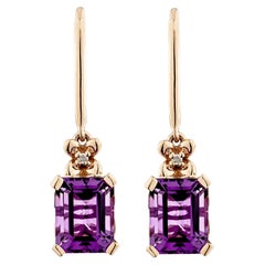 Sunita Nahata Ametista 4.29ct. Orecchino a goccia in 14KRG con diamante bianco.