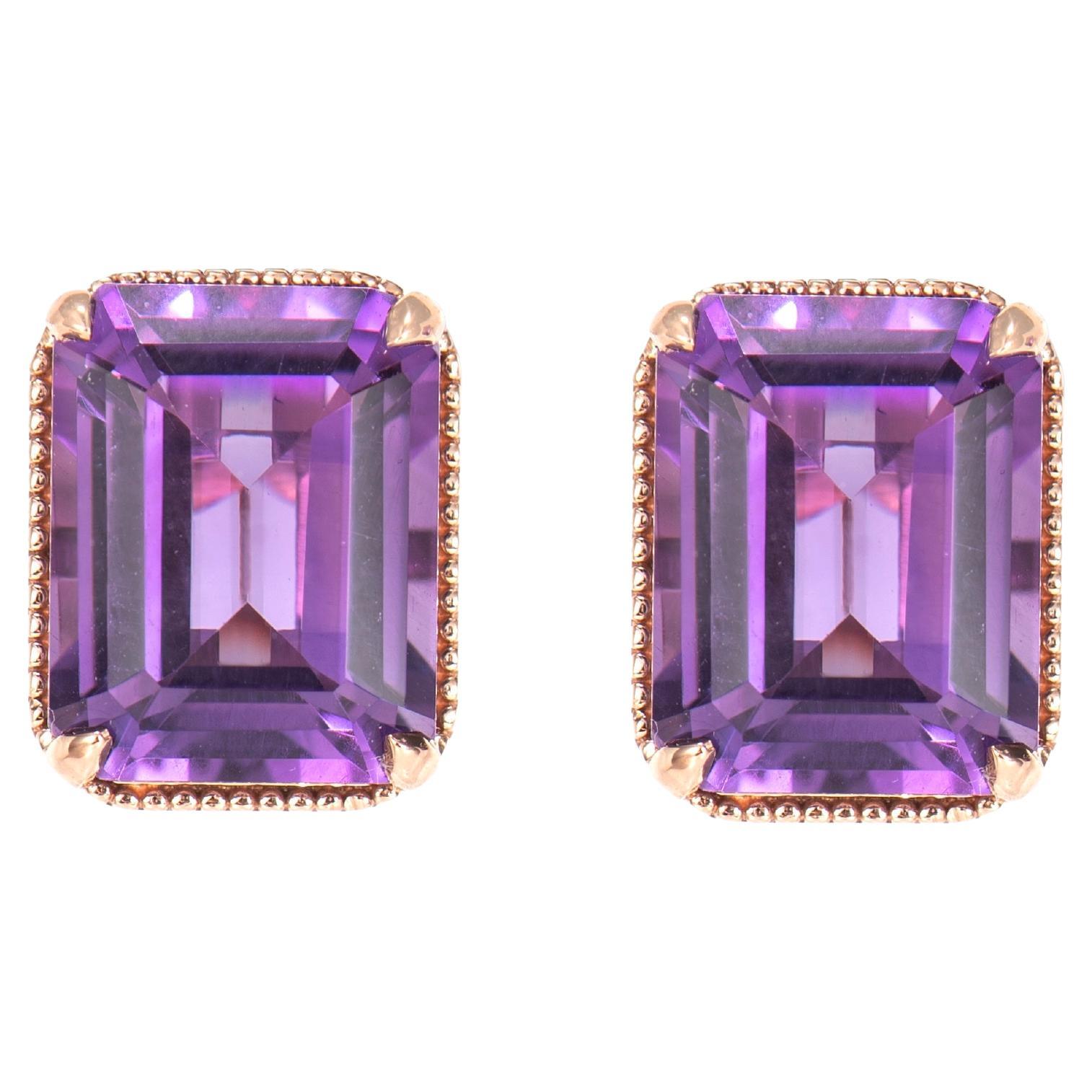 Sunita Nahata Amethyst 4.40ct. stud Earrings in 14KRG.