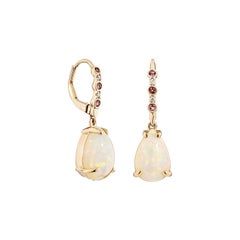 Sunita Nahata Opal 4.44ct. Drop Earring in 18KRG with Pink Tourmaline & Diamond