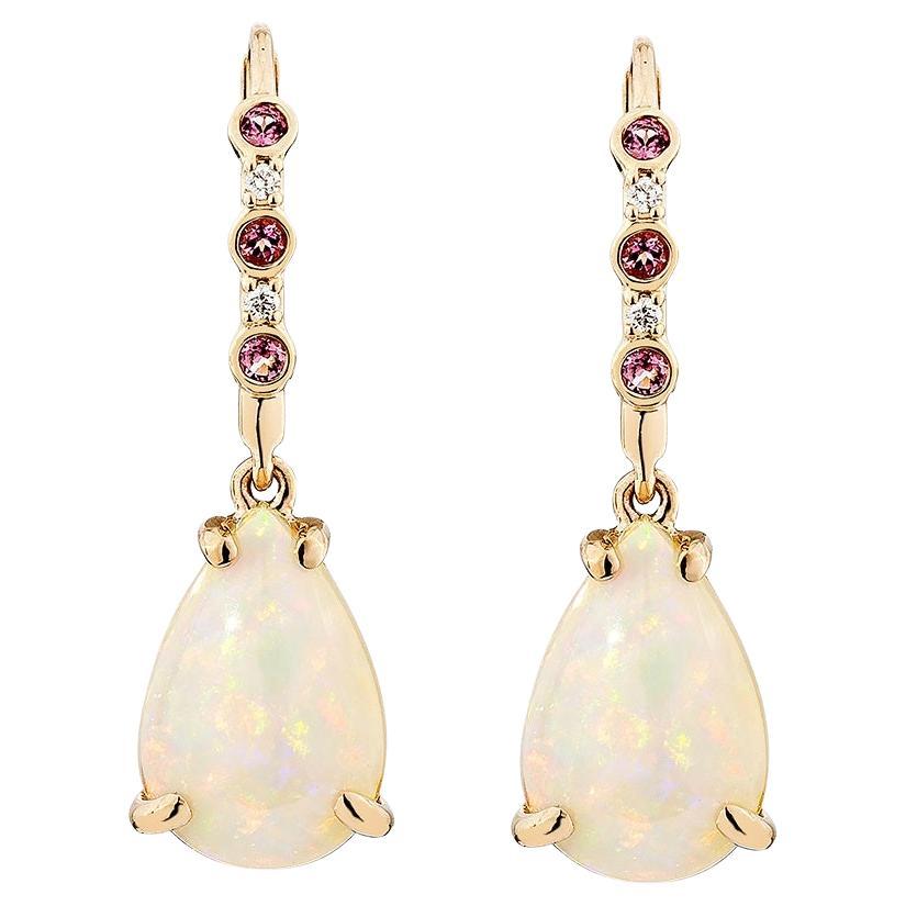Sunita Nahata Opal 4.44ct. Drop Earring in 18KRG with Pink Tourmaline & Diamond