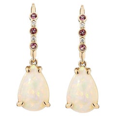 Opale Sunita Nahata 4.44ct. Orecchino a goccia in 18KRG con tormalina rosa e diamante