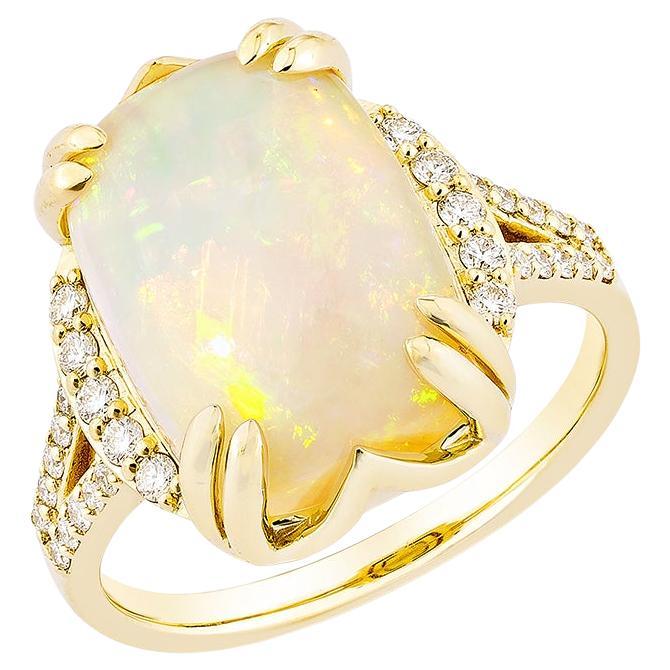 Sunita Nahata Ópalo etíope 4.51ct. Anillo Fantasía en 18KYG con Diamante.