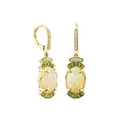 Sunita Nahata Opal 4.63ct. Drop Earring in 18KRG with Tsavorite & Diamond.