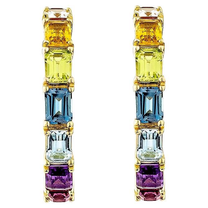 Sunita Nahata Rainbow Gemstones 4.67ct. Drop Earring in 18KYG.