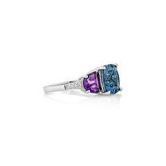 Sunita Nahata Blue Topaz & Amethyst 4.83ct. Ring in 18KWG with Diamond.