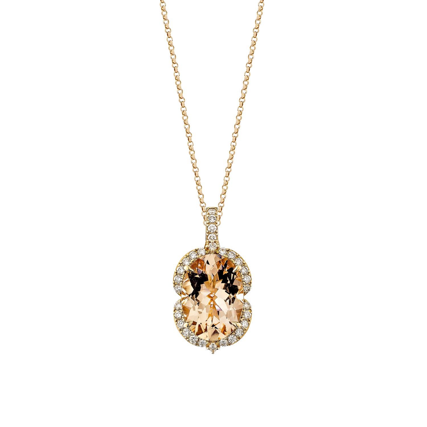 Contemporaneo Sunita Nahata Morganite 4.83ct. Ciondolo in 18KRG con diamante bianco. in vendita