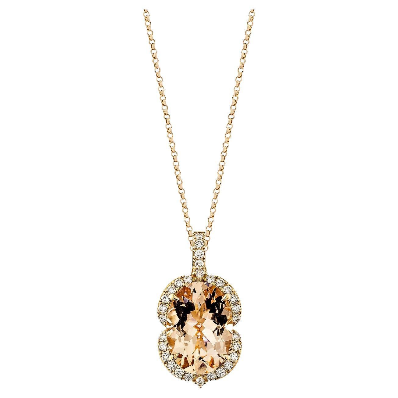 Sunita Nahata Morganite 4.83ct. Pendant in 18KRG with White Diamond.