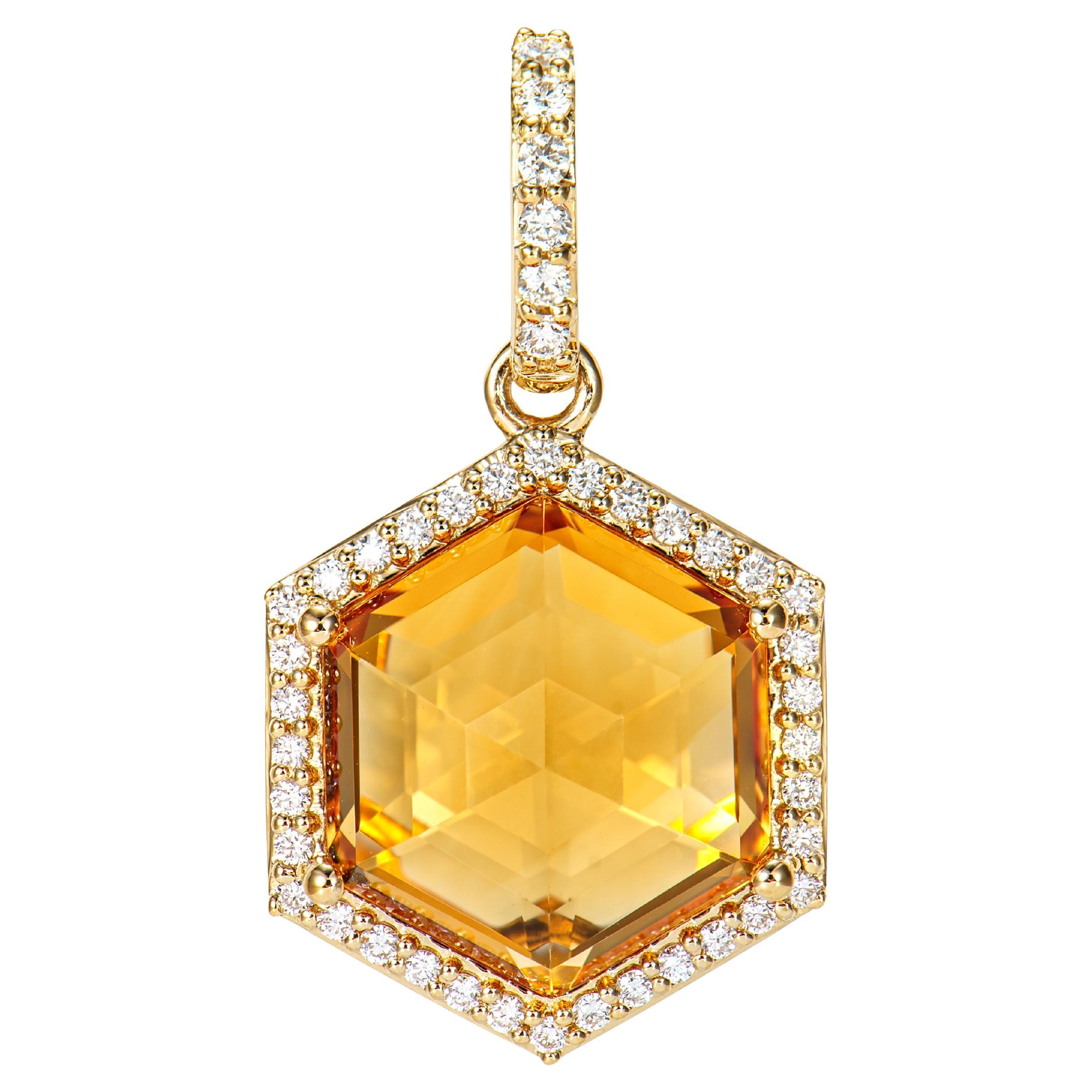 Sunita Nahata Citrine 4.85ct. Pendant in 18KYG with Diamond.