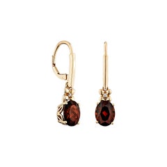 Sunita Nahata Garnet 4.88ct. Drop Earrings in 14KRG with White Diamond.