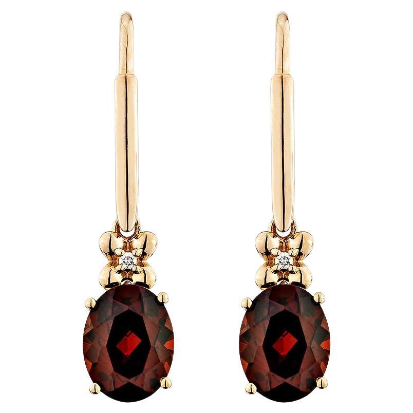 Sunita Nahata Garnet 4.88ct. Drop Earrings in 14KRG with White Diamond.