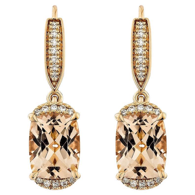 Sunita Nahata Morganite 4.89ct. Drop Earrings in 18KRG with Diamond.