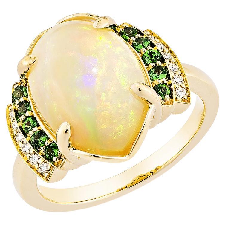 Sunita Nahata Ethiopian Opal 4.95ct. Ring in 18KYG with Mix Gemstone & Diamond.