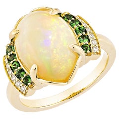 Sunita Nahata Ethiopian Opal 4.95ct. Ring in 18KYG with Mix Gemstone & Diamond.